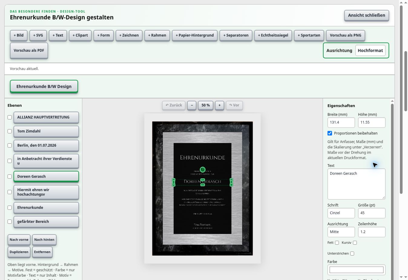 design tool silber